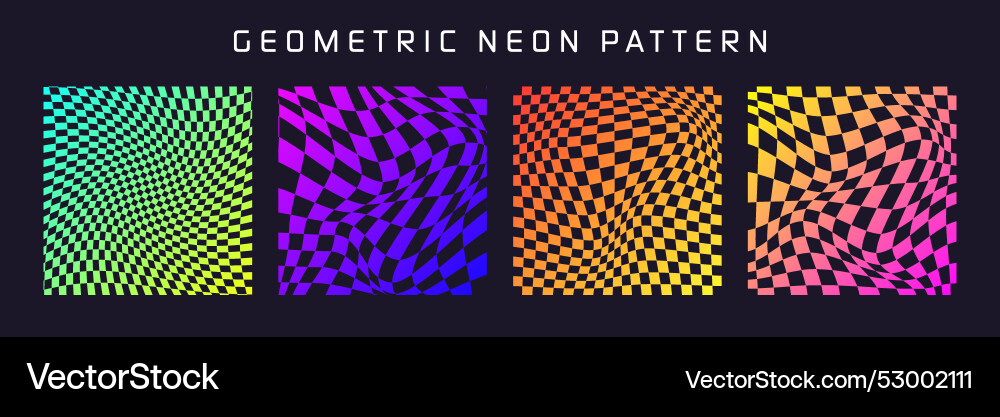 Groovy checkered pattern colorful distorted tiled Vector Image