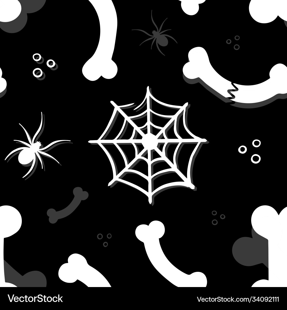 Halloween pattern with bones spiders and web Halloween pattern with bones spiders and web vector image