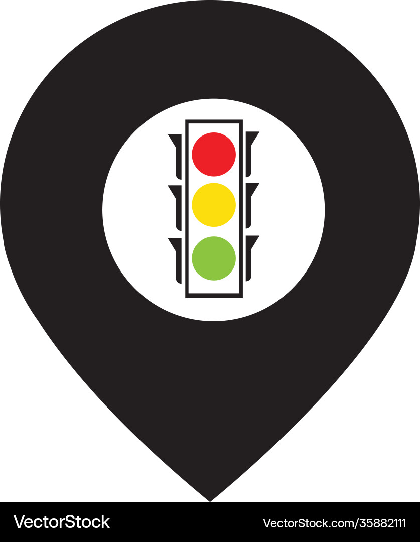 Map pointer traffic light signal - icon Map pointer traffic light signal - icon Vector Image