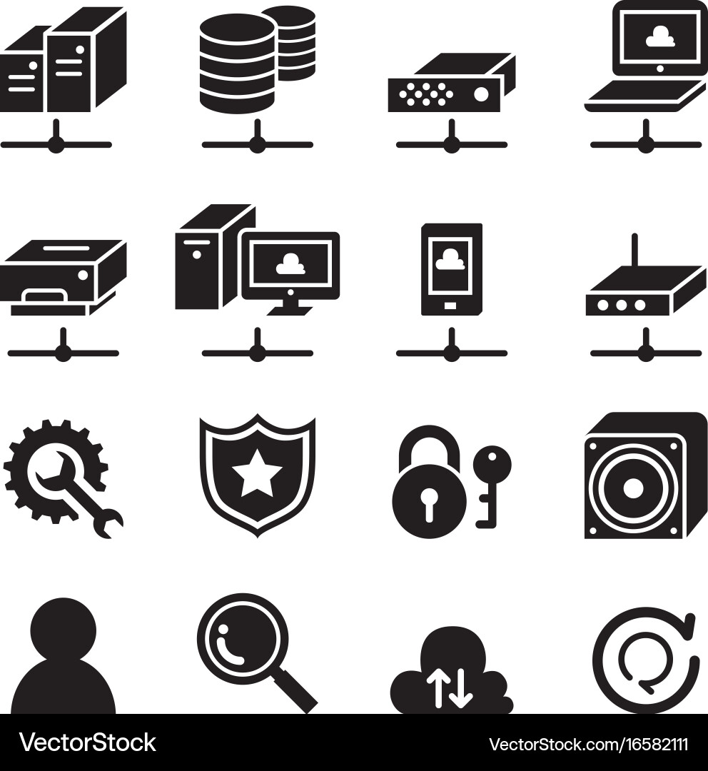 Network Icon Set - Connectivity & Security vector image
