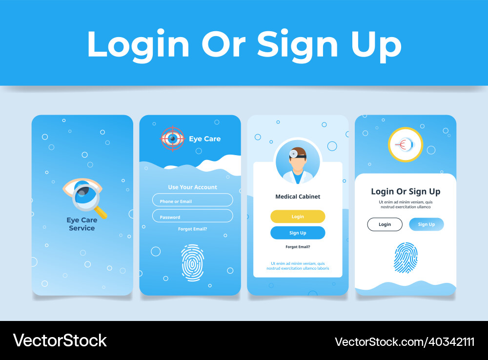 Optometry Login & Signup UI vector image