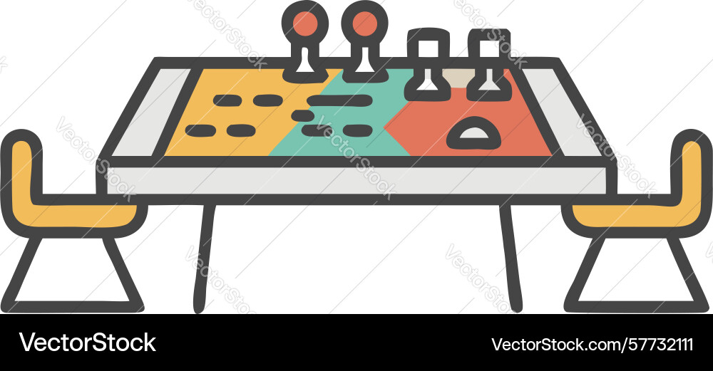 Overhead view of tabletop board game setup Vector Image