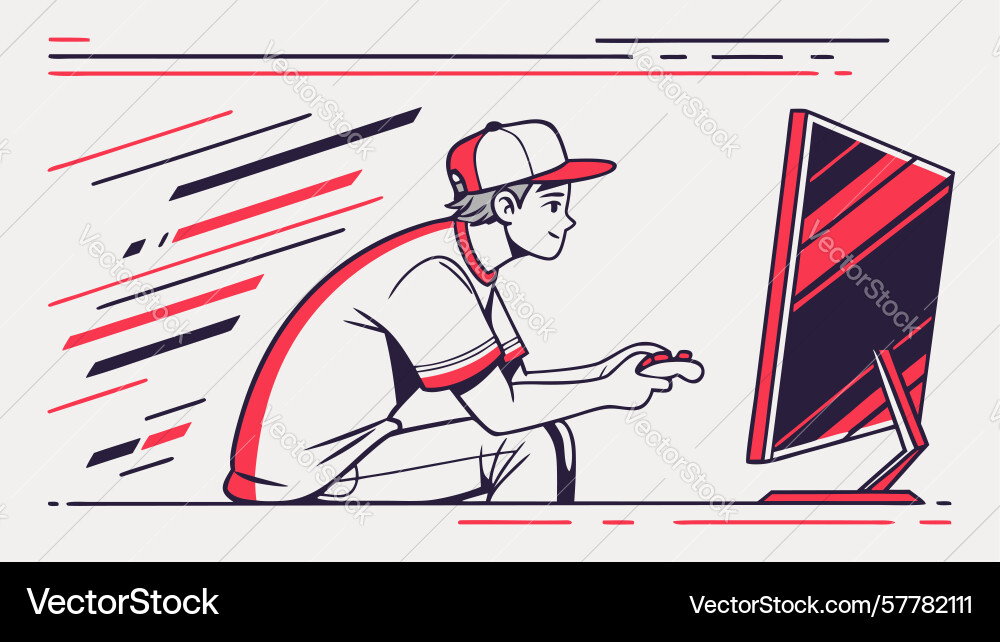 Person working on computer symbolizing Vector Image