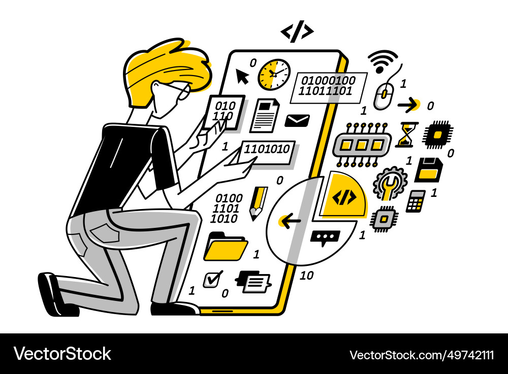 Programmer is coding and repairing some Programmer is coding and repairing some vector image
