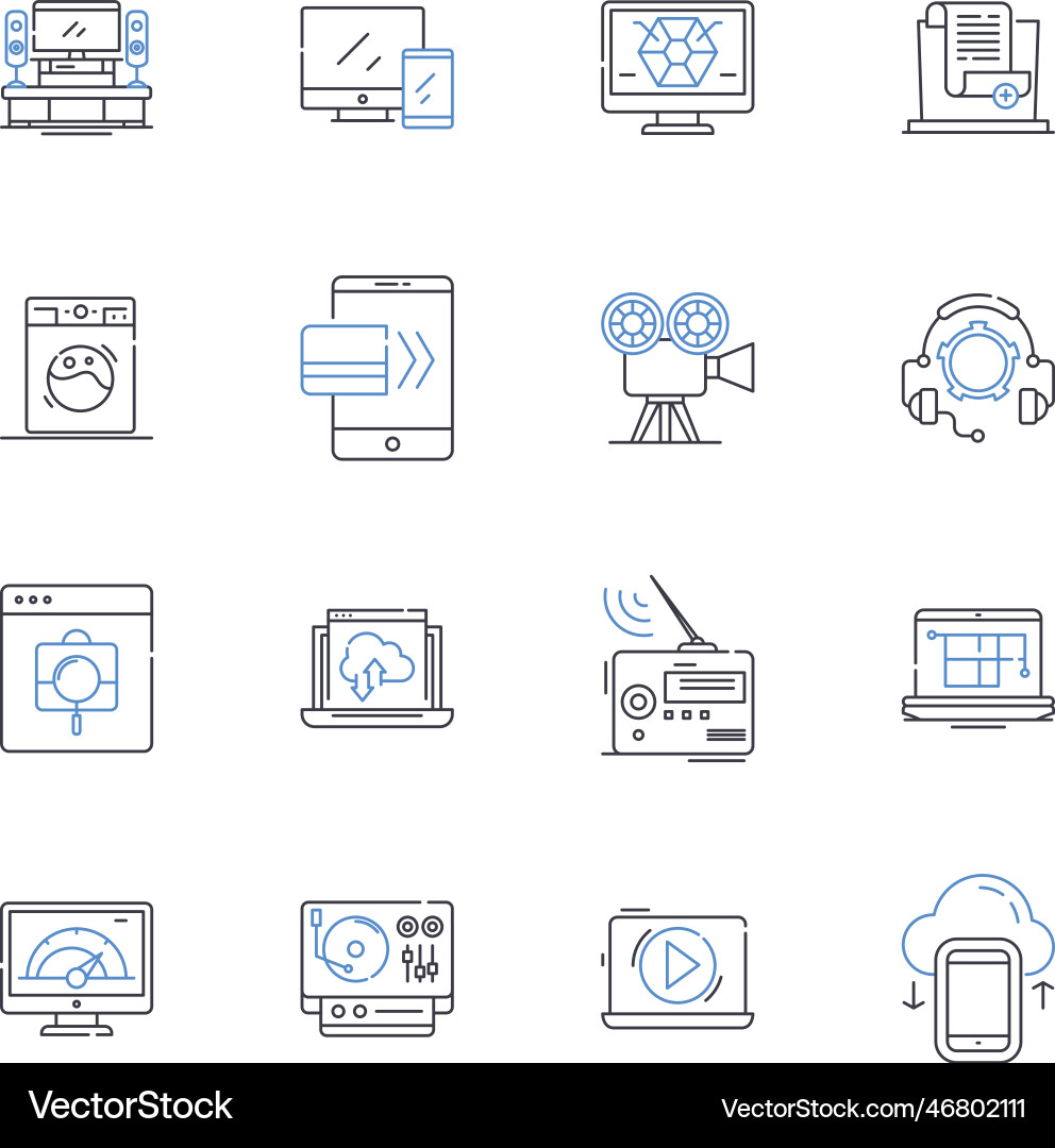 Robotics technology line icons collection Robotics technology line icons collection vector image