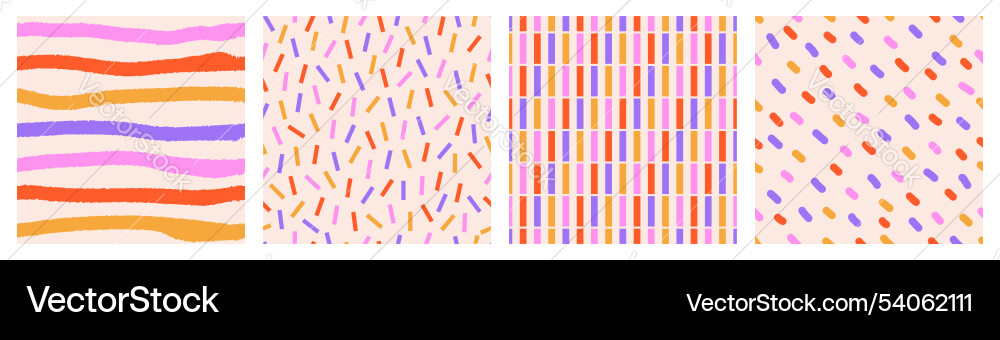Seamless pattern set of colorful hand drawn lines Vector Image