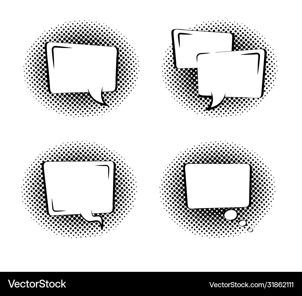 Set empty rectangular cartoon bubbles in pop Set empty rectangular cartoon bubbles in pop vector image