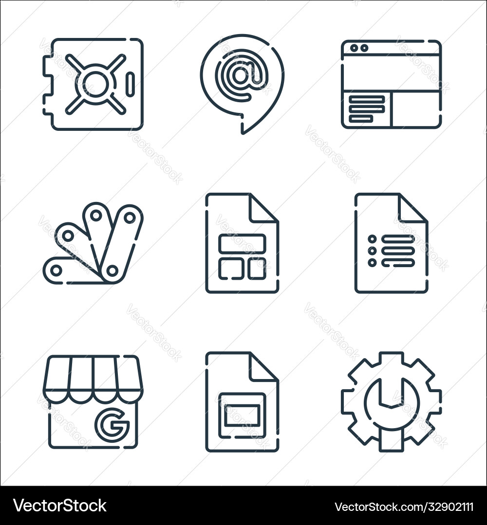 Suite line icons linear set quality Suite line icons linear set quality vector image