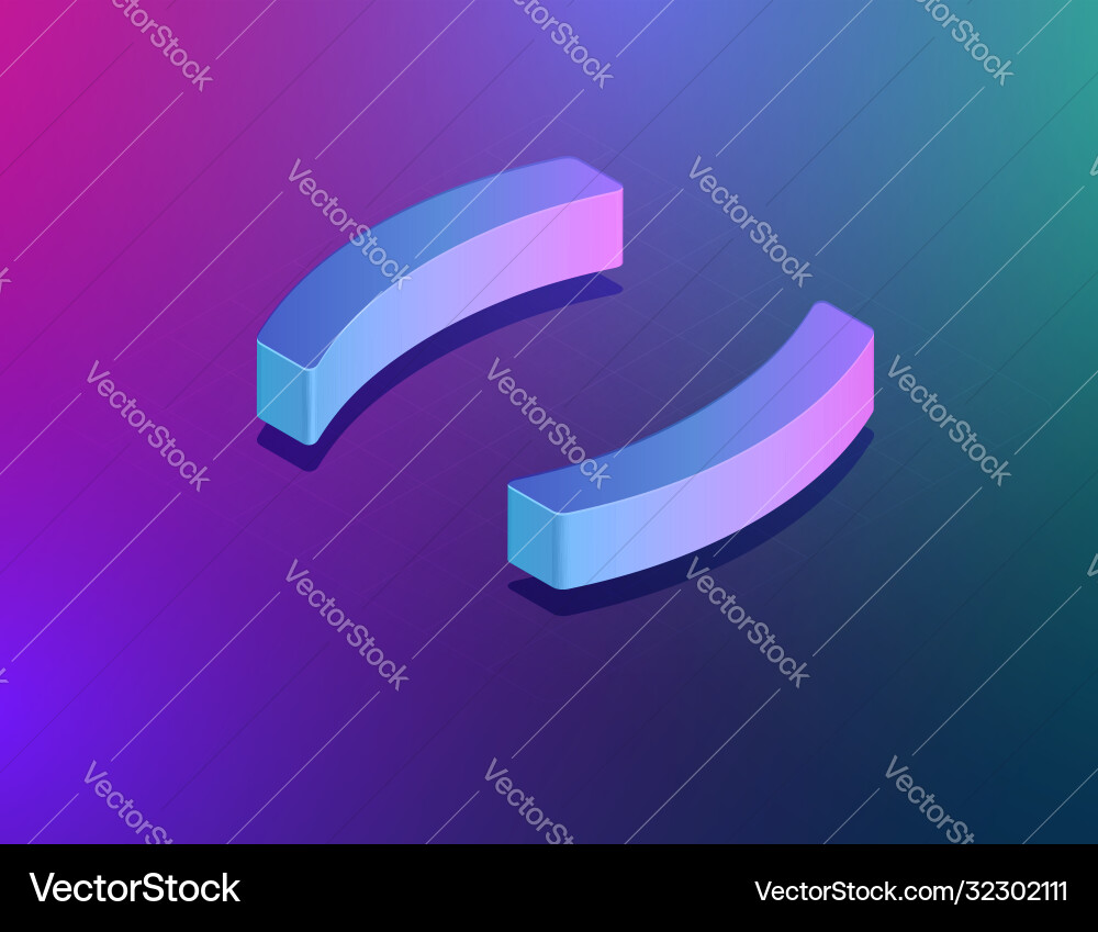 Three dee tech font bracket character isometric Three dee tech font bracket character isometric vector image