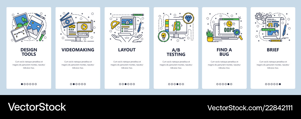 Web site linear art onboarding screens Web site linear art onboarding screens vector image
