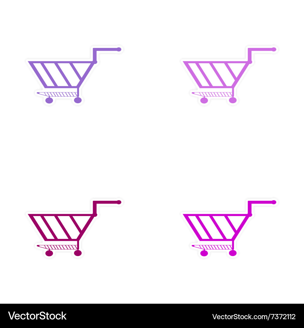 Assembly realistic sticker design on paper cart vector image