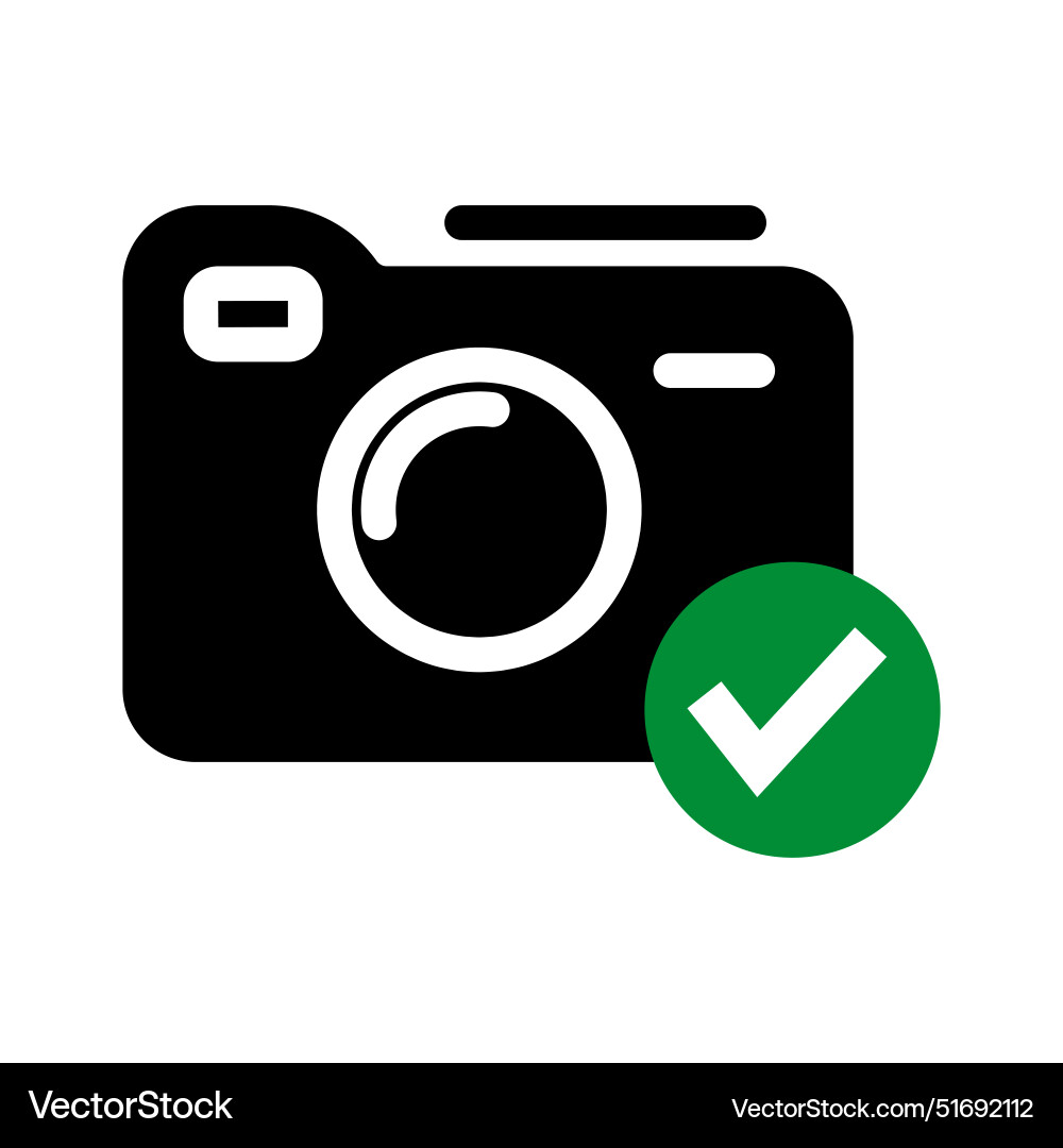 Camera with checkmark icon Vector Image