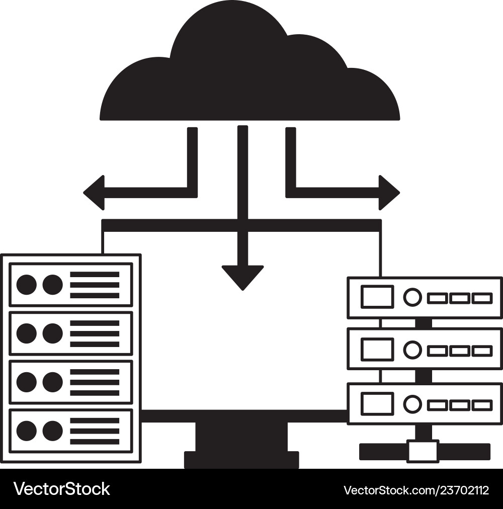 Cloud computing monitor case database Cloud computing monitor case database vector image