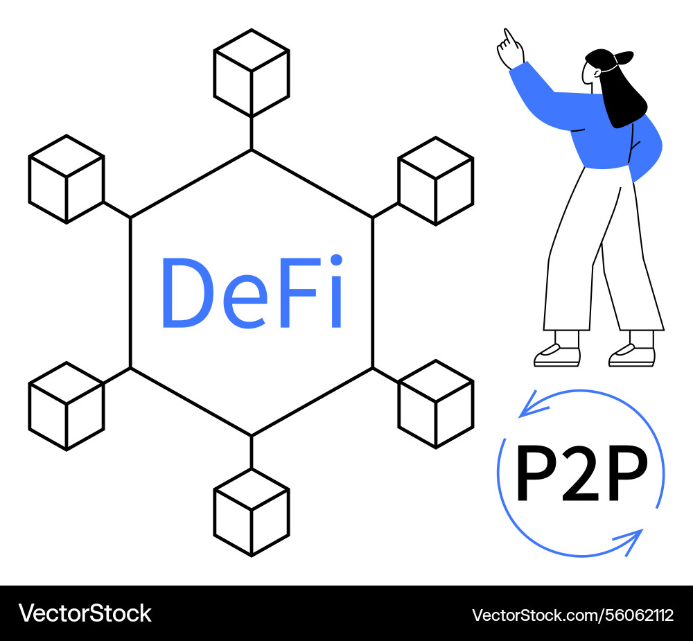 Decentralized finance concept with blockchain Decentralized finance concept with blockchain Vector Image
