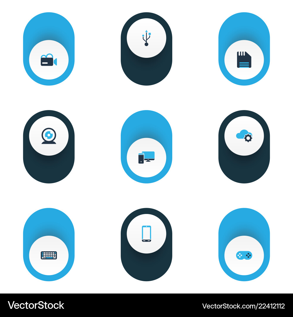 Device icons colored set with floppy disk Device icons colored set with floppy disk vector image