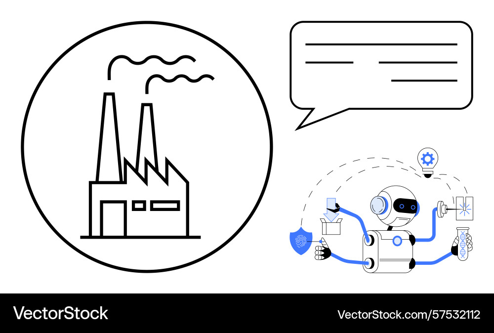 Factory automation with ai robot and industrial Factory automation with ai robot and industrial vector image