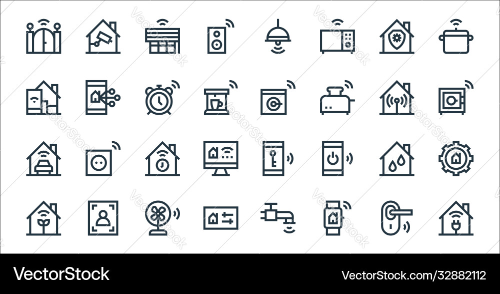 Flat smarthome line icons linear set quality Flat smarthome line icons linear set quality vector image