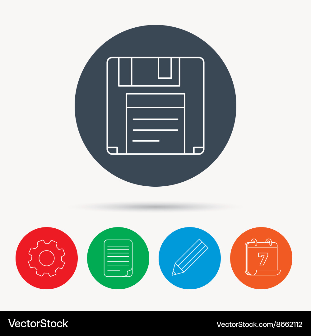 Floppy disk icon retro data storage sign vector image