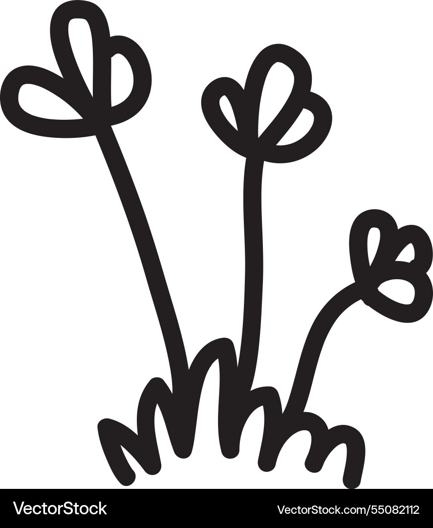 Hand drawn grass with flowers lined Hand drawn grass with flowers lined vector image