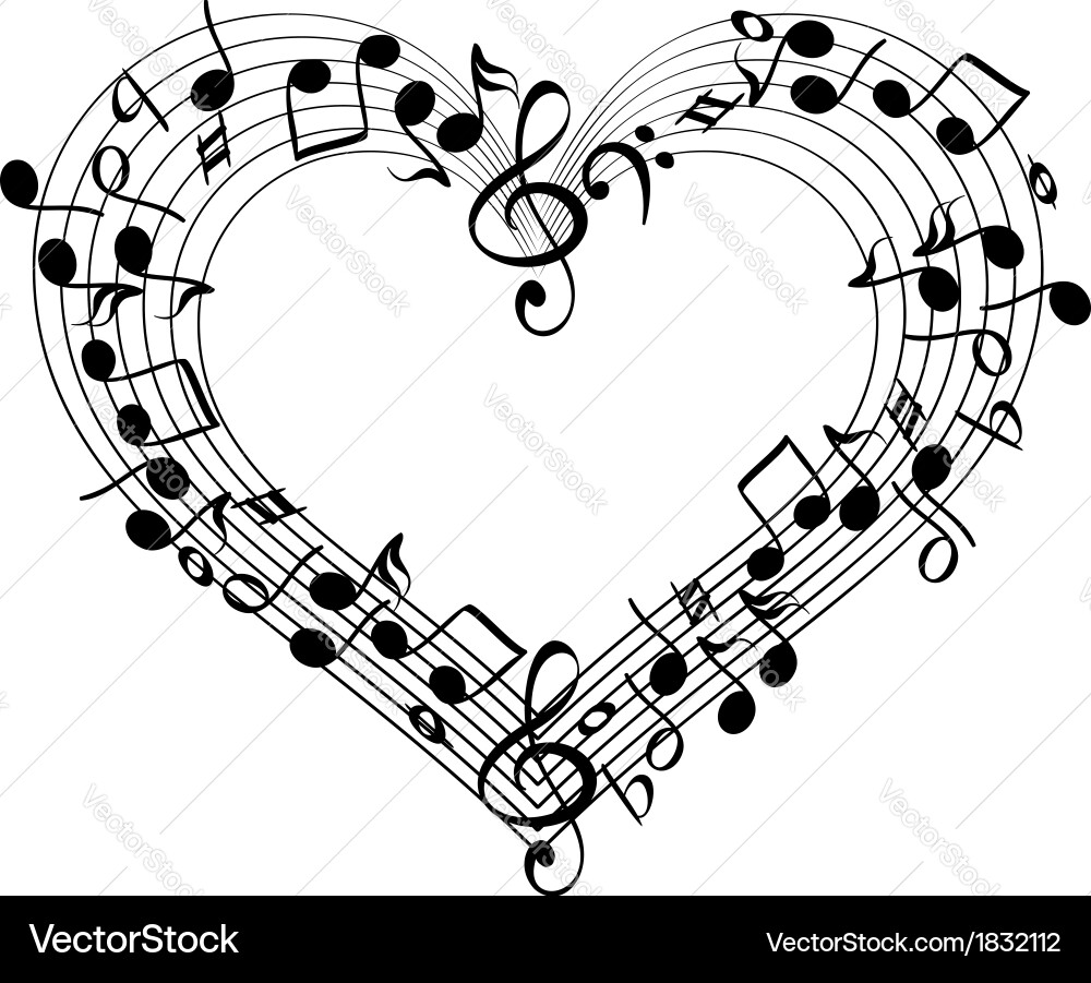 Heart Melody Sketch vector image