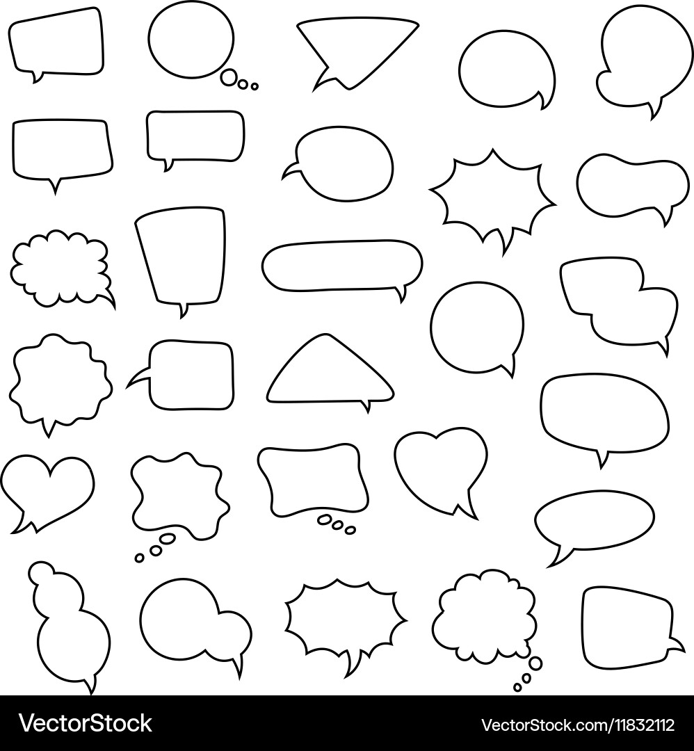 Icon set of empty speech bubbles think clouds vector image