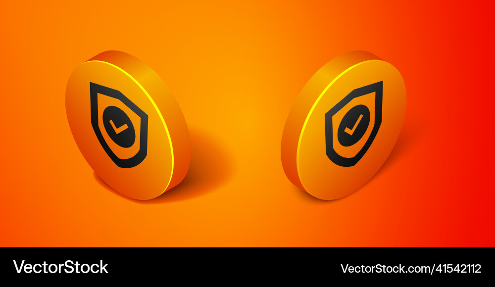 Isometric shield with check mark icon isolated Vector Image