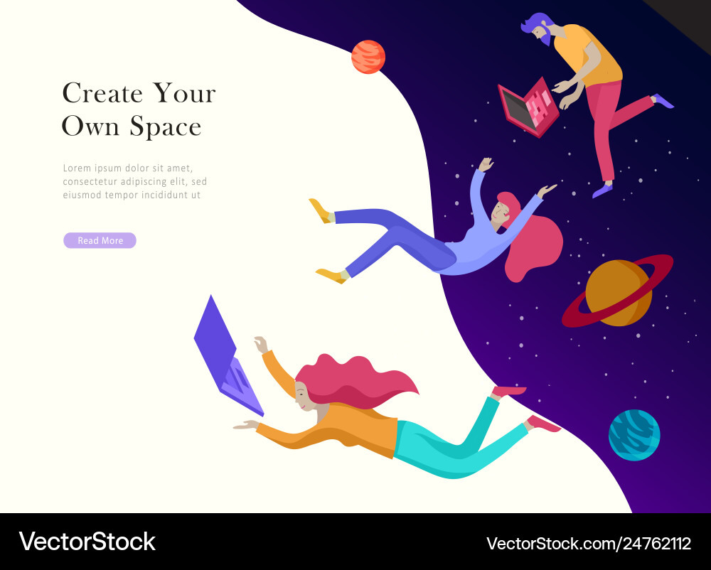 Landing page template inspired people flying Landing page template inspired people flying vector image