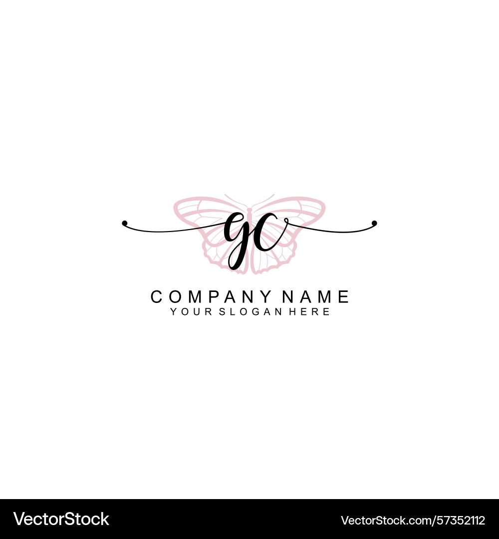 Minimalist handwritten gc initial logos with soft Vector Image