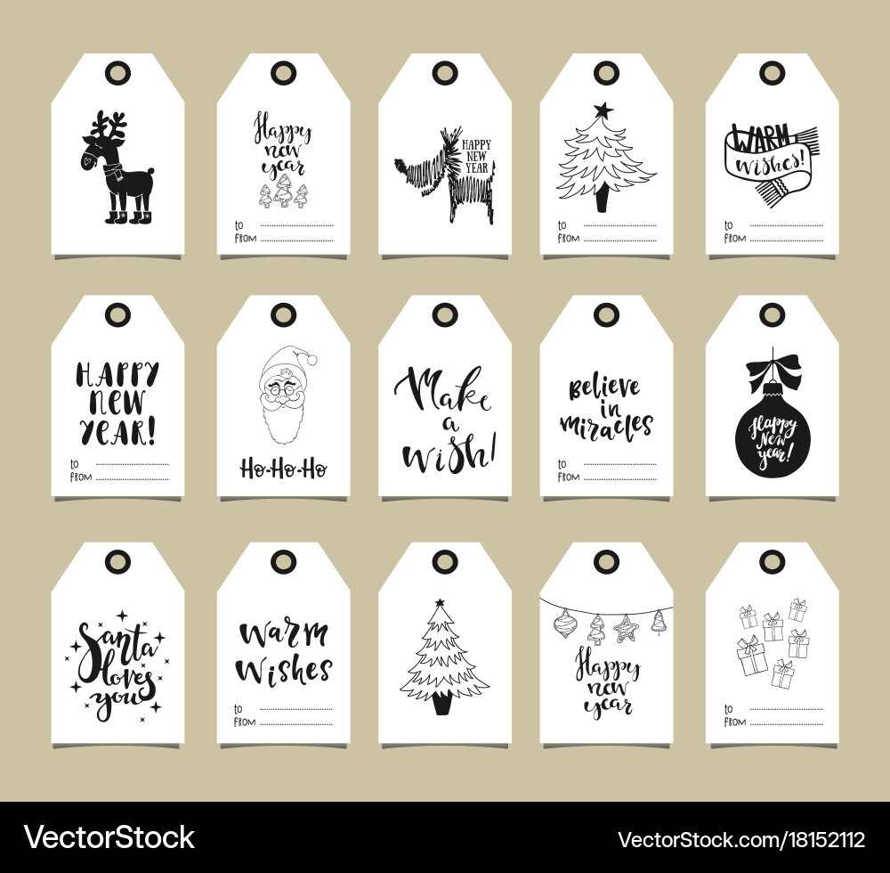new year holiday tags & wishes – royalty-free vector | vectorstock