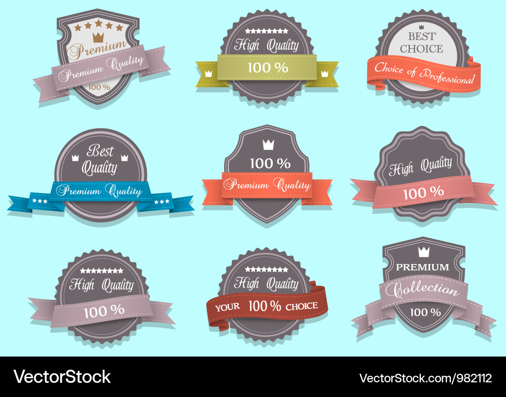Premium Quality Labels & Awards Vector Image