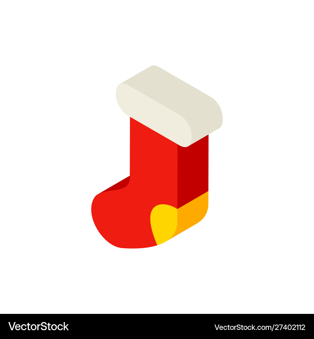 Present sock isometric object Present sock isometric object Vector Image