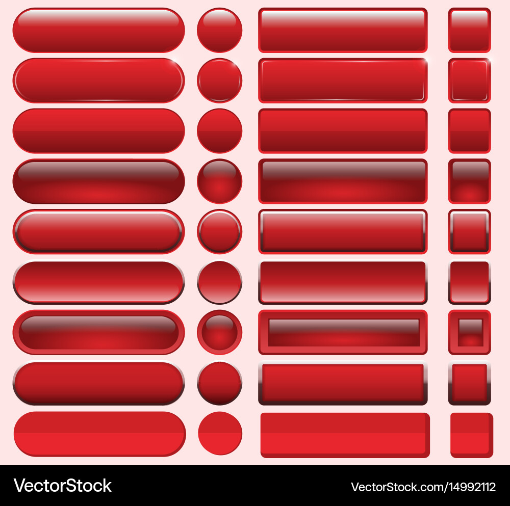 Red Button Set - Website UI Elements vector image