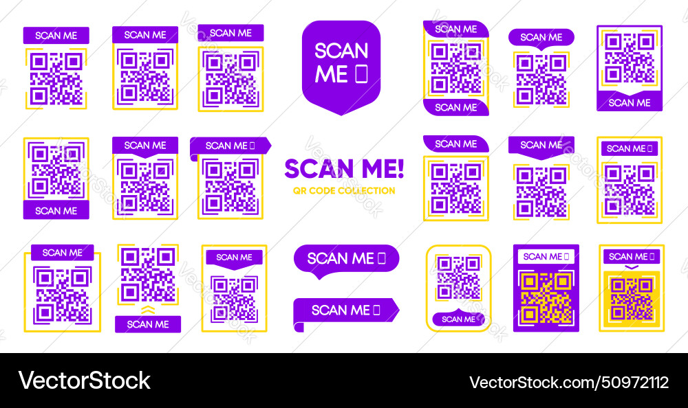 Scan me qr code for smartphone set Scan me qr code for smartphone set Vector Image