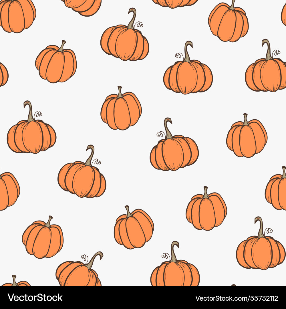 Seamless pattern with pumpkins on color background Seamless pattern with pumpkins on color background vector image