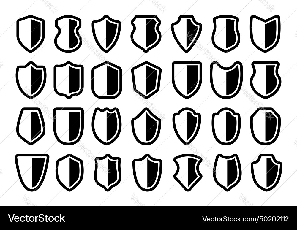 Shield Shapes with Checkmarks - Security Icons vector image