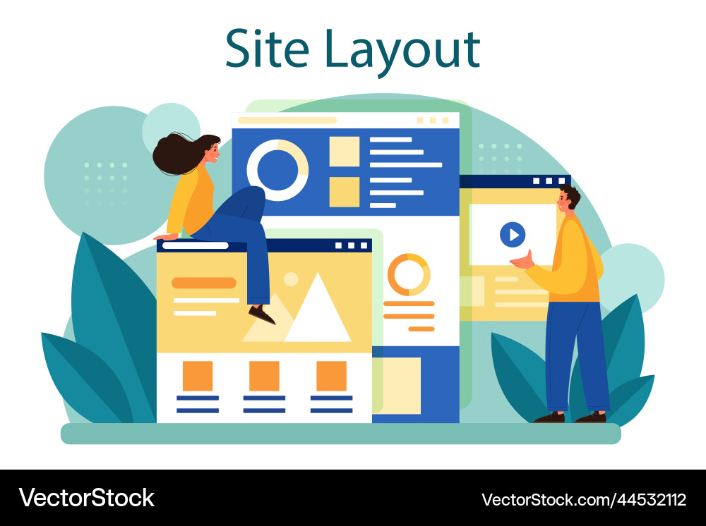 Website Layout Konzept Web-Entwicklung mobile App Website Layout Konzept Web-Entwicklung mobile App vektorbild