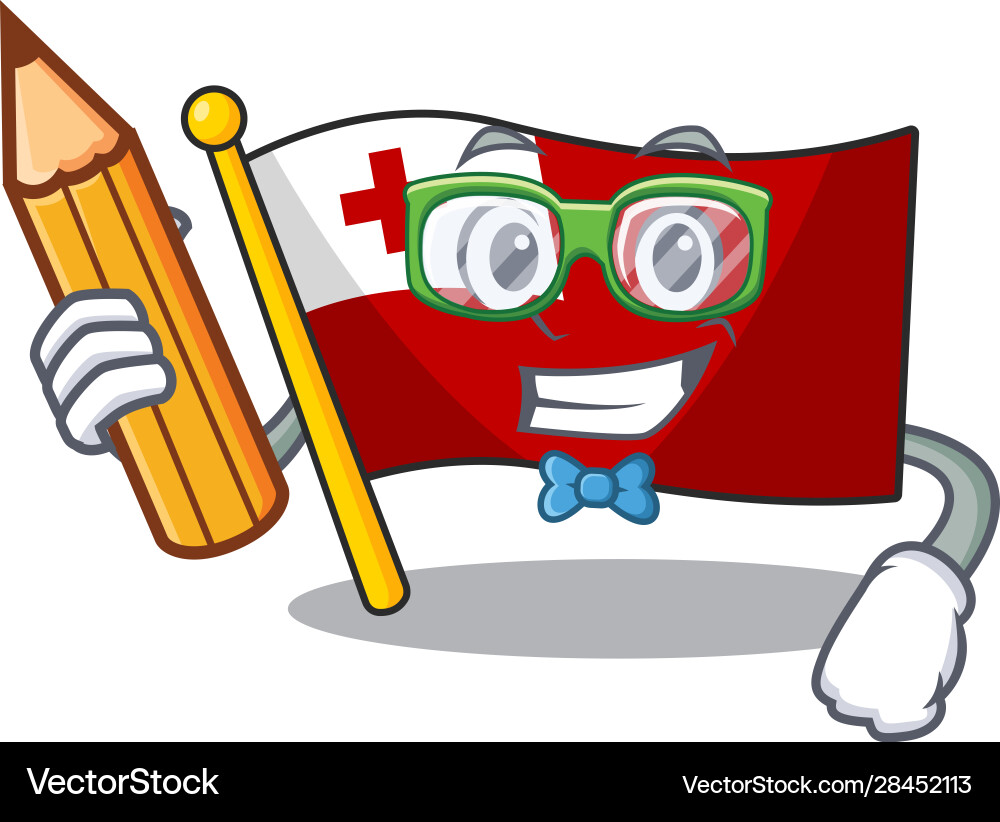 Cool smart student flag tonga scroll character Vector Image