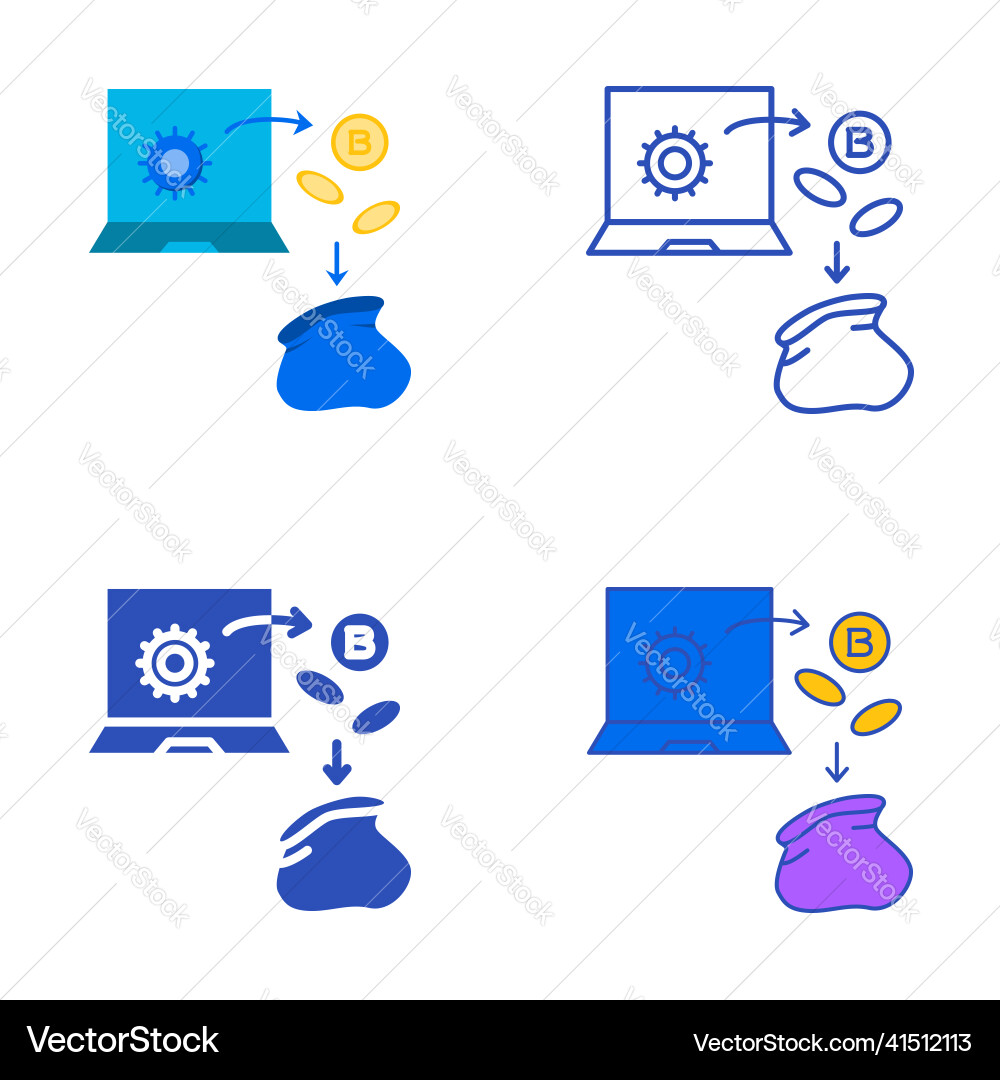 Cryptojacking icon set in flat and line style Cryptojacking icon set in flat and line style vector image