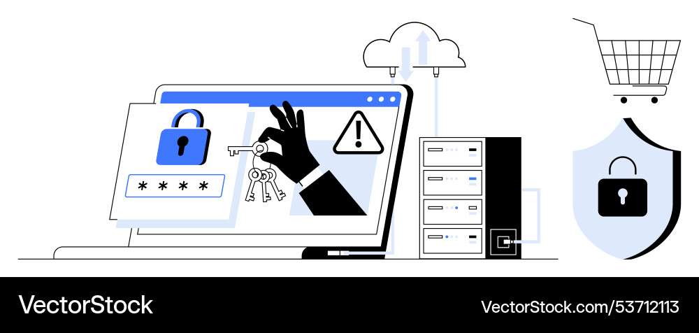 Cybersecurity and data protection with emphasis Cybersecurity and data protection with emphasis vector image