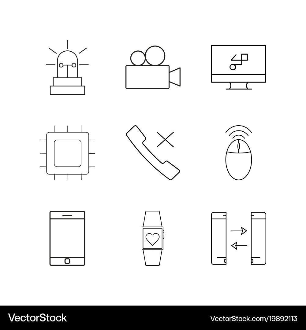 Devices linear icon set simple outline icons vector image