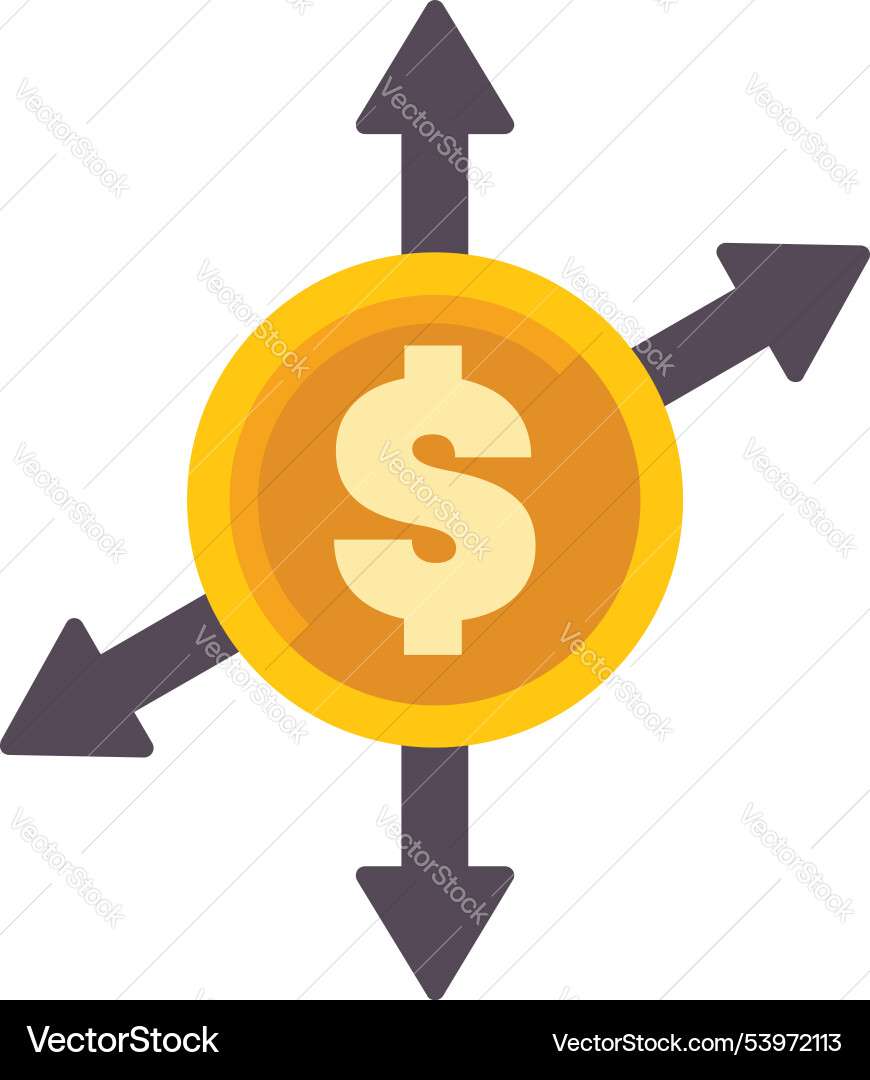 Dollar coin with arrows pointing up and down vector image