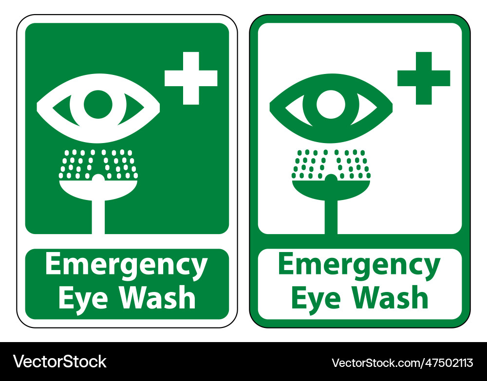Emergency eye wash sign isolate on white Emergency eye wash sign isolate on white vector image