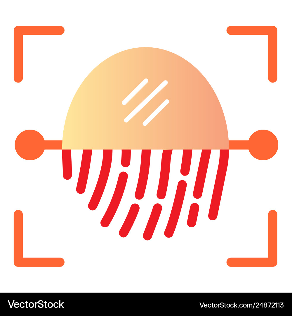 Fingerprint recognition sensor flat icon focus Fingerprint recognition sensor flat icon focus vector image