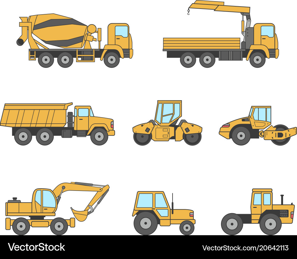 Gelbe Baumaschinen Icons Set Gelbe Baumaschinen Icons Set vektorbild