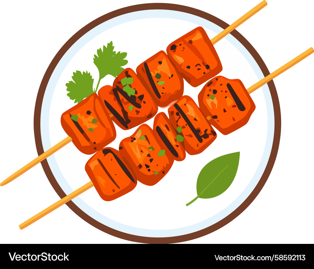 Grilled Tofu Skewers with Char Marks Vector Image