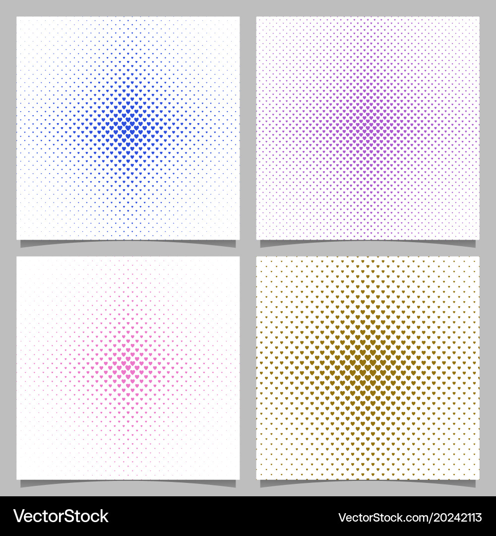 Halftone heart pattern background set Vector Image