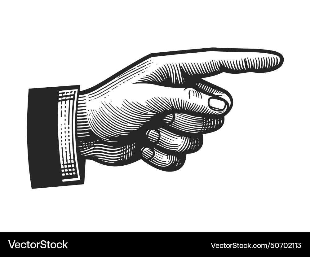 Hand Pointer - Scratch Board Style vector image