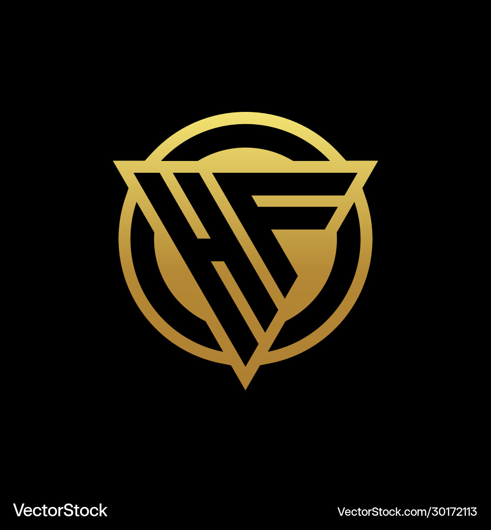 Hf logo monogram with triangle shape and circle Hf logo monogram with triangle shape and circle vector image