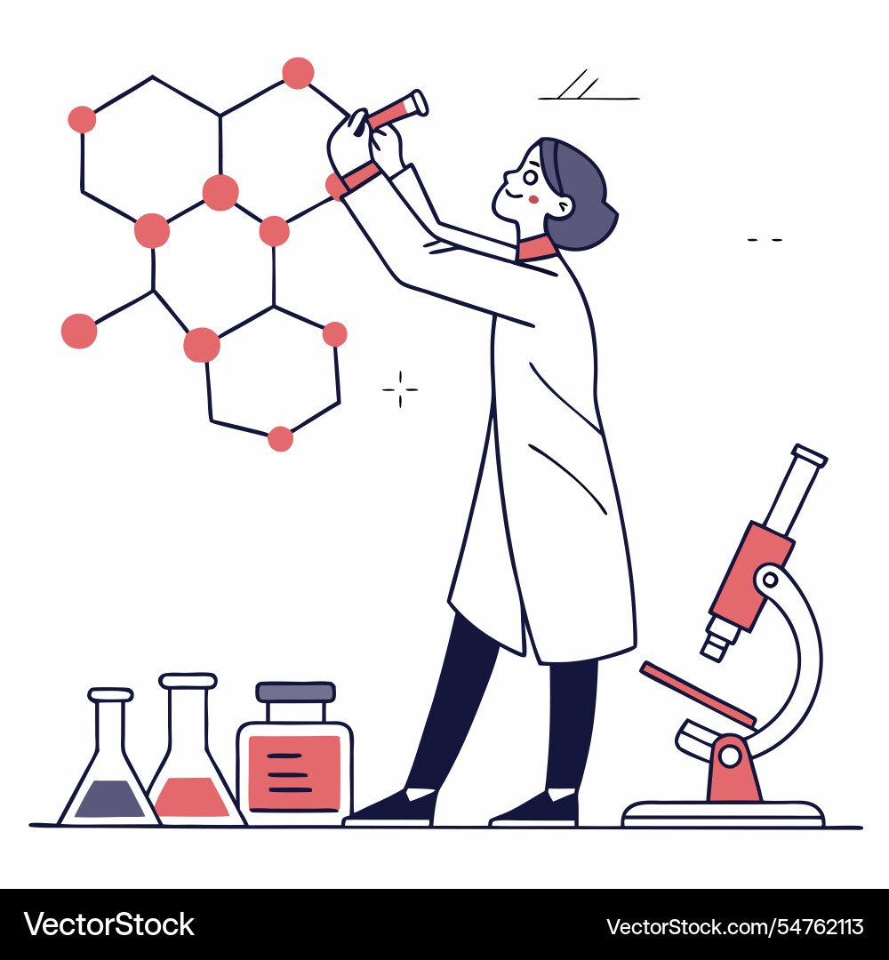 Isometric of a scientist working in lab Vector Image