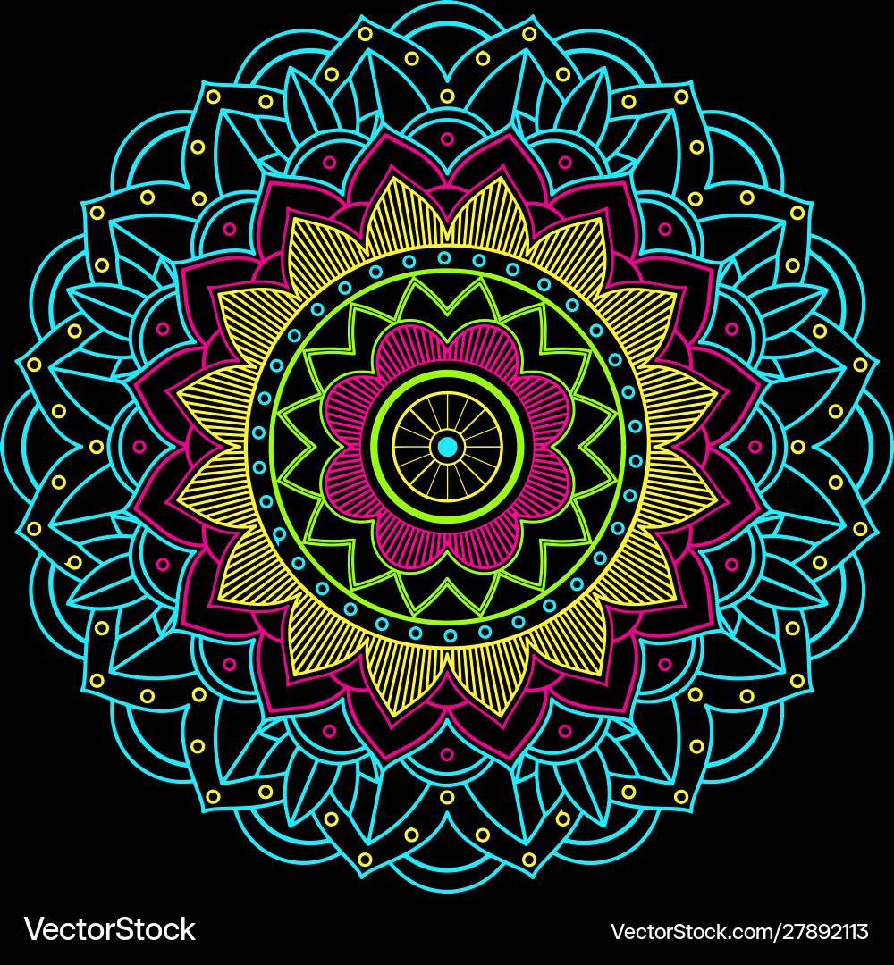 Mandala pattern design on black background Vector Image